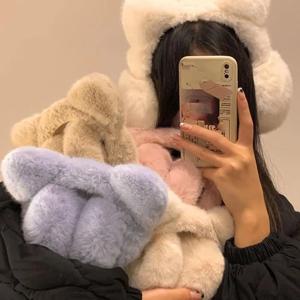 여성용 접이식 고양이 귀마개, 따뜻한 봉제 귀, 방풍, 야외 사이클링 귀 커버, 개폐식 귀 보호, 겨울