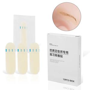 10pcs 눈썹 문신 전송 스티커 실제 작업 피부 인쇄 눈썹 라인 연습 영구 실리콘 문신 훈련 도구