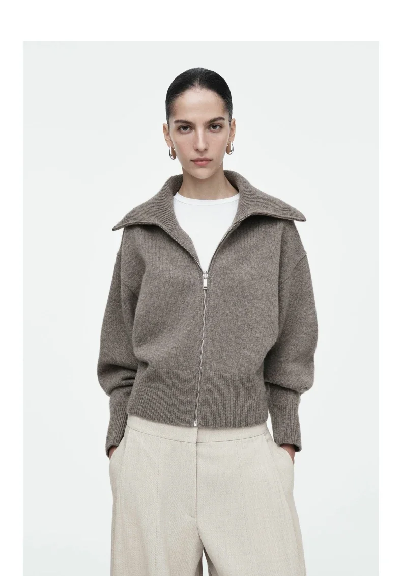 Ethereal cos 여성용 캐쥬얼 표준 핏 허리 조이는 니트 파일럿 재킷, 겨울 새로운 스타일