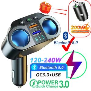 듀얼 Usb 빠른 충전기 소켓 자동차 시가 라이터 분배기 자동 Fm 송신기 블루투스 핸즈프리 차량용 충전기 Dropshipping