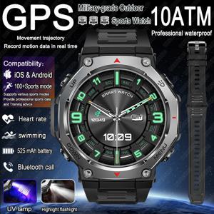 새로운 군사 야외 스포츠 스마트 시계 GPS 모션 트랙 5 ATM 방수 심박수 HD 블루투스 통화 Xiaomi 용 Smartwatch 남자