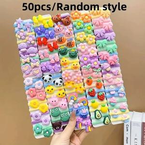 10/50pcs 어린이 귀여운 고무 밴드 소녀의 고무 밴드 높은 탄성 내구성 헤어 액세서리 머리를 다치게하지 마십시오 작은 Scrunchie