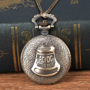 레트로 빈티지 ACDC Hells Bell 테마 펜던트 석영 주머니 시계 남성용 어린이 선물 Masculino Relogio