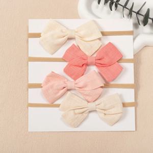 4pcs 아기 활 머리띠 소녀 귀여운 나일론 헤어 밴드 부드러운 탄성 어린이 모자를 쓰고 있죠 신생아 유아 사진 헤어 액세서리