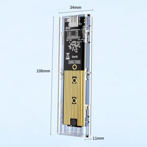 M.2 NVME PCIe NGFF SATA 듀얼 프로토콜 SSD 케이스 투명 USB 유형 C 10Gbps PCI-E M2 SSD 투명 외부 인클로저 하드 디스크 박스