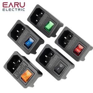 10A 퓨즈 포함! 빨간색 로커 스위치 퓨즈 IEC320 C14 입구 전원 소켓 퓨즈 스위치 커넥터 플러그 커넥터 빨간색 녹색 파란색 검정색
