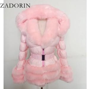 ZADORIN 겨울 코트 여성 새로운 패션 가짜 모피 코트 분리형 슬리브 후드 오리 다운 코트 후드 블랙 퍼퍼 자켓 아웃웨어