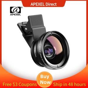 APEXEL 휴대용 전화 렌즈 키트 0.45x 슈퍼 와이드 앵글 및 12.5x 슈퍼 매크로 렌즈 HD 카메라 렌즈 iPhone11 Xiaomi more Cellphone