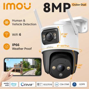 IMOU 크루저 듀얼 렌즈 야외 PT 카메라, 홈 보안 IP 카메라, AI 인간 및 차량 감지 감시 카메라, 듀얼 8MP
