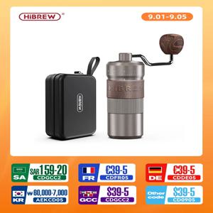 HiBREW 수동 커피 연마기, 알루미늄 원추형 버 용량, 핸드 커피 연마기, 11 단계 조절 가능 설정, 22g