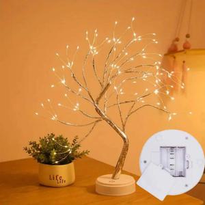 1개 108 LED 따뜻한 흰색 나무 조명 - 실내/실외 라마단을 위한 USB/배터리로 작동되는 별이 빛나는 구리 스트링 조명