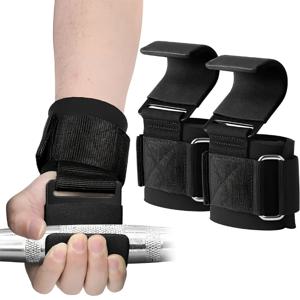 2PCS 역도 후크 그립 미끄럼 방지 손목 스트랩이 있는 리프팅 후크 체육관, 풀업, 파워리프팅 및 피트니스용 파워 후크
