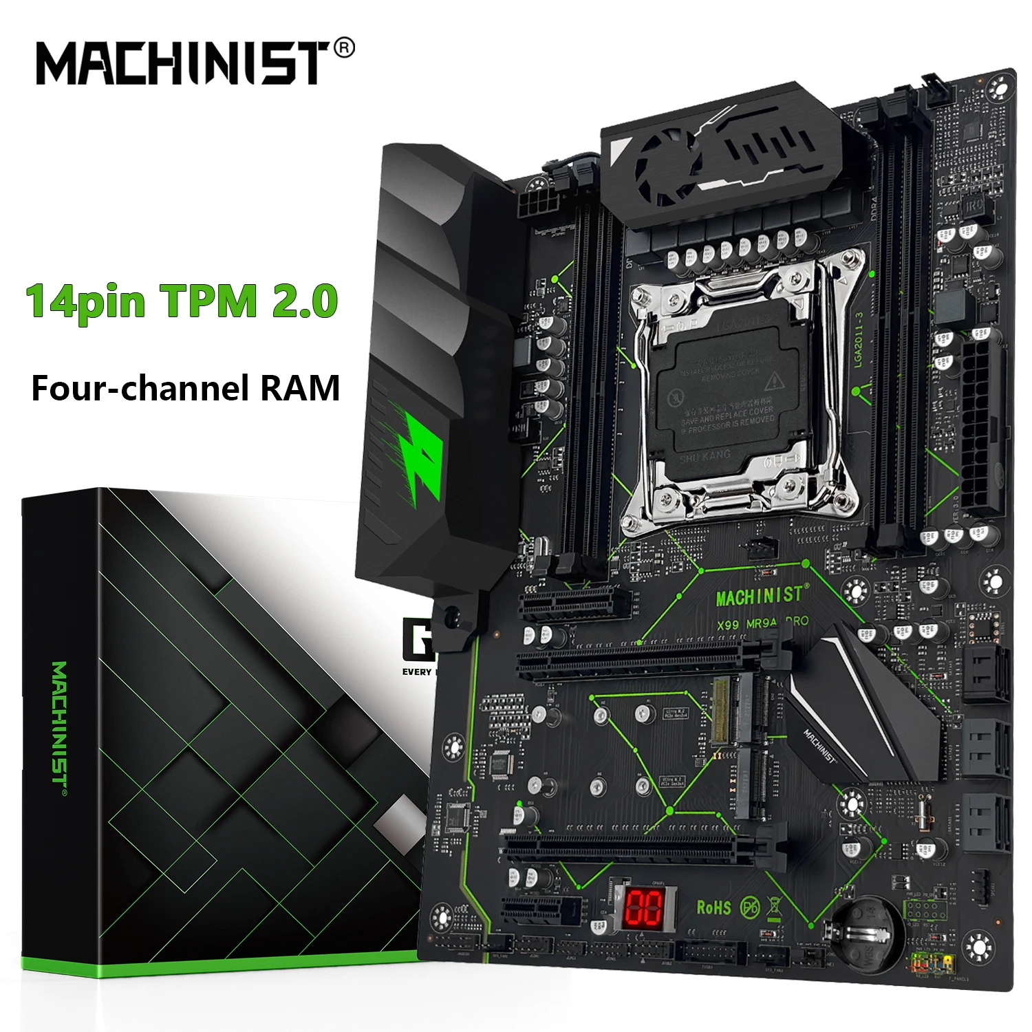 MACHINIST X99 MR9A PRO 마더보드 지원 TPM2.0 인터페이스 LGA 2011-3 Xeon E5 V3 V4 CPU DDR4 4채널 RAM NVME M.2 *2 ATX