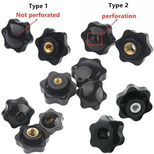 5pcs M4 M5 M6 M8 M10 M12 매화 손 너트 핸들 나사 기계식 검정색 엄지 너트 클램핑 손잡이 수동 너트