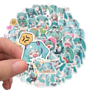 50PCS 만화 Chibi 귀여운 미쿠 낙서 스티커 수하물 노트북 Ipad 스케이트 보드 선물 휴대 전화 자동차 스티커