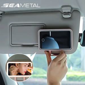SEAMETAL 자동차 인테리어 거울 썬 바이저 플레이트 여자를위한 LED 메이크업 거울 여자 충전식 채우기 라이트 유니버설 화장대 거울