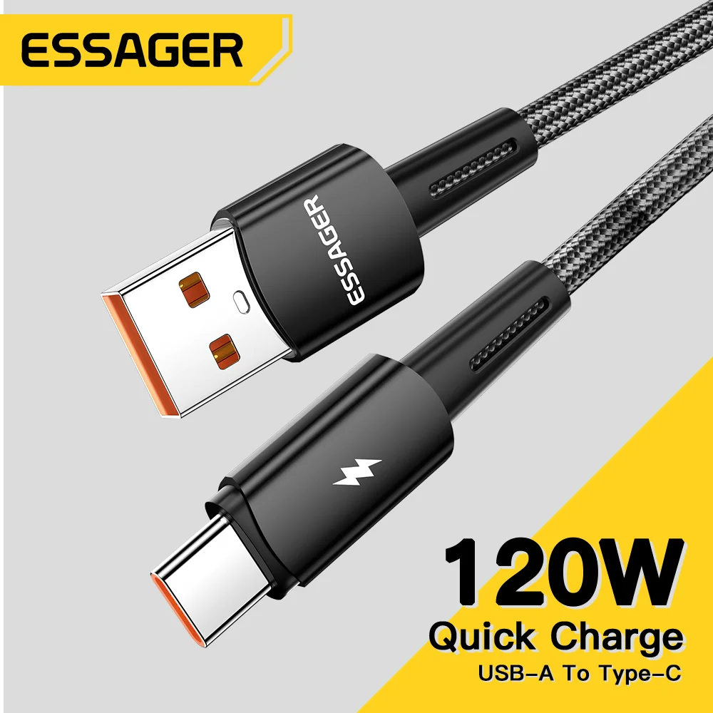 Essager-120W 초고속 충전 타입-C 67W 케이블 고속 충전 USB 케이블 6A, 샤오미 12Pro 레드미 K50 노트 11Pro 블랙 샤크 5Pro 용