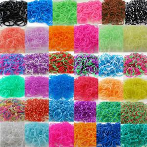 좋은! 600 개 Loom 고무 밴드 팔찌 어린이 또는 머리 무지개 고무 Loom 밴드 짠 팔찌 만들기 DIY 장난감 Xmas 2021 선물