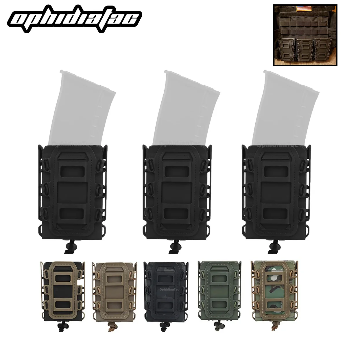 5.56 매거진 파우치 캐리어 Fast Mag 유연한 Molle for AK 74/47 AR M4 5.56/7.62 Mag 파우치 라이플 권총 매거진 홀더