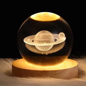 어린이 LED 크리스탈 공 장난감 테이블 램프 3D 달 행성 갤럭시 장식 파티 교육 장난감 어린이를위한 성인 생일 크리스마스 선물