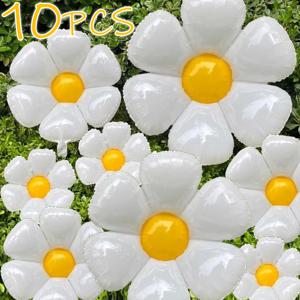 1/10Pcs 데이지 풍선 거대한 흰색 꽃 알루미늄 호일 풍선 생일 베이비 샤워 웨딩 데이지 파티 장식 용품