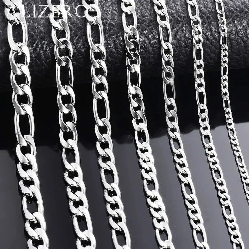 도매 925 스털링 실버 목걸이 2-12mm 너비 40-75cm 긴 체인 랍스터 걸쇠 남성과 여성 약혼 보석