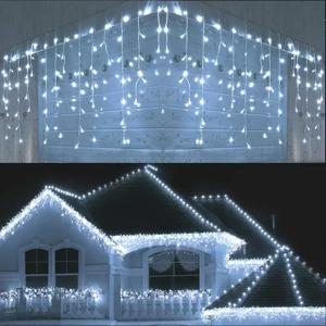 4Mx0.6M 커튼 LED 고드름 문자열 조명 EU 플러그 크리스마스 화환 Droop 빛 웨딩 가든 거리 야외 장식 조명