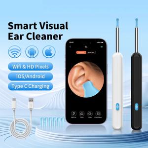 LED 조명이 있는 카메라가 있는 고정밀 귀 청소기, 무선 클리너, 스마트 귀 청소 키트, 건강 관리