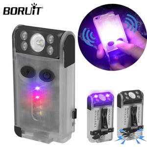 BORUiT V30 EDC LED 손전등 키 체인 보조베터리 UV 자기 경고음 클립 USB-C 충전식 캠핑 낚시 토치 알람 비상