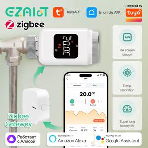 EZAIOT Tuya ZigBee 온도 조절기 라디에이터 액추에이터 스마트 TRV 온도 조절 밸브 온도 컨트롤러 지원 Alexa Google 홈