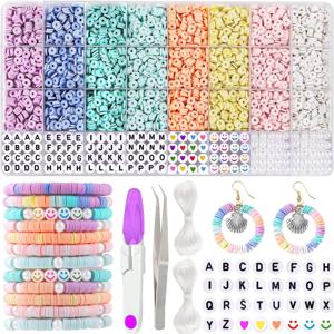 3860Pcs 마카롱 컬러 폴리머 클레이 비즈 세트 독특한 팔찌 Necklce에 대 한 플랫 칩 비즈 편지 비즈 만들기 Diy Accessorie