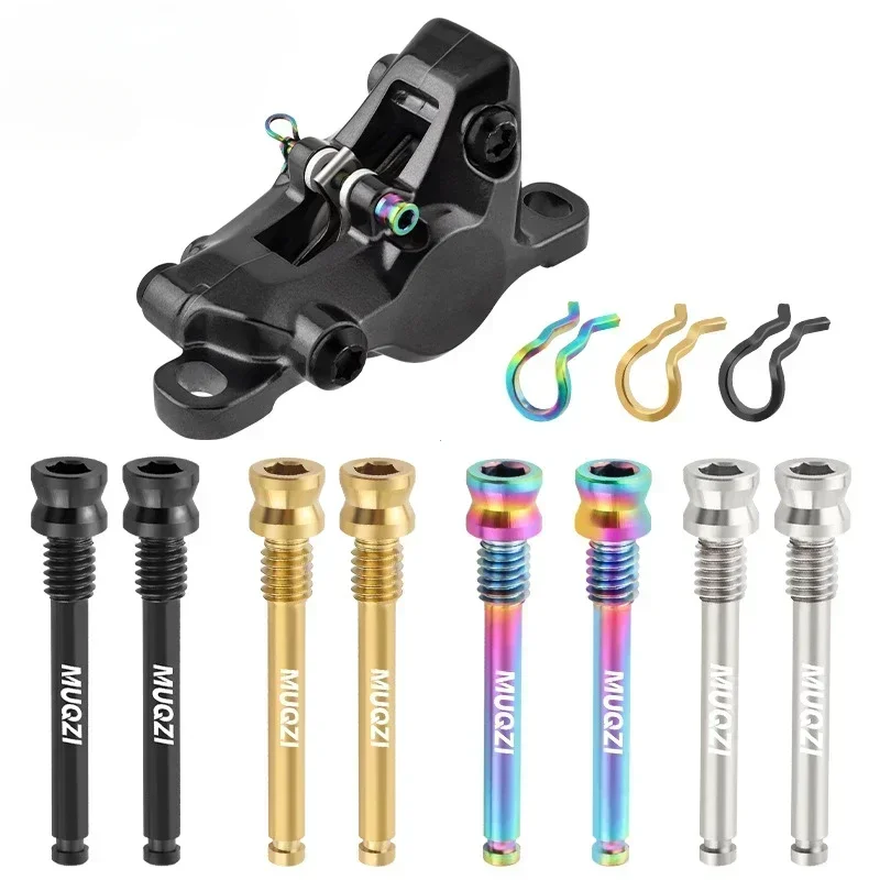 2pcs 티타늄 볼트 자전거 디스크 브레이크 캘리퍼스 경량 장착 나사 고정 클립이있는 도로 MTB 디스크 브레이크 패드 볼트