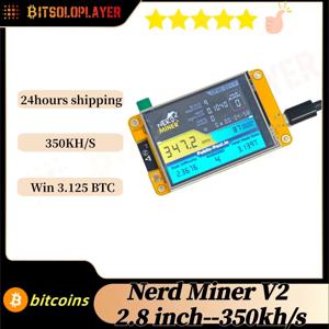 BTC Nerd Miner V2.0 2.8인치 ESP32 스마트 터치 디스플레이 BTC 솔로 마이너 350kh/S Win 3.125 비트코인 로토이 마이너