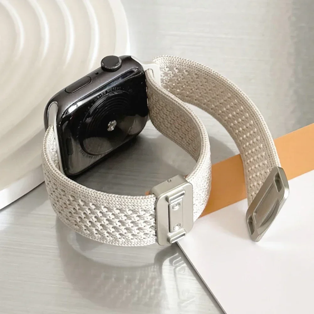 Apple Watch 밴드 울트라 2/1 용 땋은 나일론 스트랩 IWatch 10 9 8 Se 7 6 용 49mm 46mm 45mm 44mm 42mm 41mm 40mm 자기 팔찌