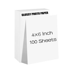 HUSPER 100매 광택 인화지 4x6인치 180/200/230Gsm 단면 잉크젯 호환 회색 뒷면 홈 오피스용