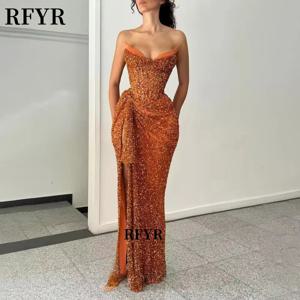 RFYR 반짝 이는 이브닝 드레스 높은 슬릿 파티 드레스와 반짝이 댄스 파티 드레스 섹시한 فساتين مناسبة رسمية 갈라 가운 맞춤형