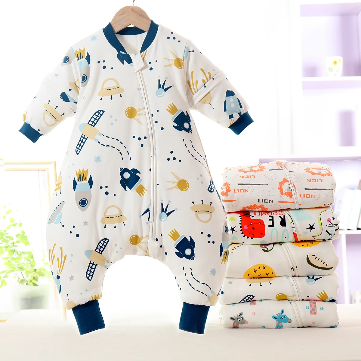 아기 만화 분할 다리 Sleepsacks 소년을위한 분리형 슬리브 소녀 어린이 침낭 가을과 겨울 두꺼운