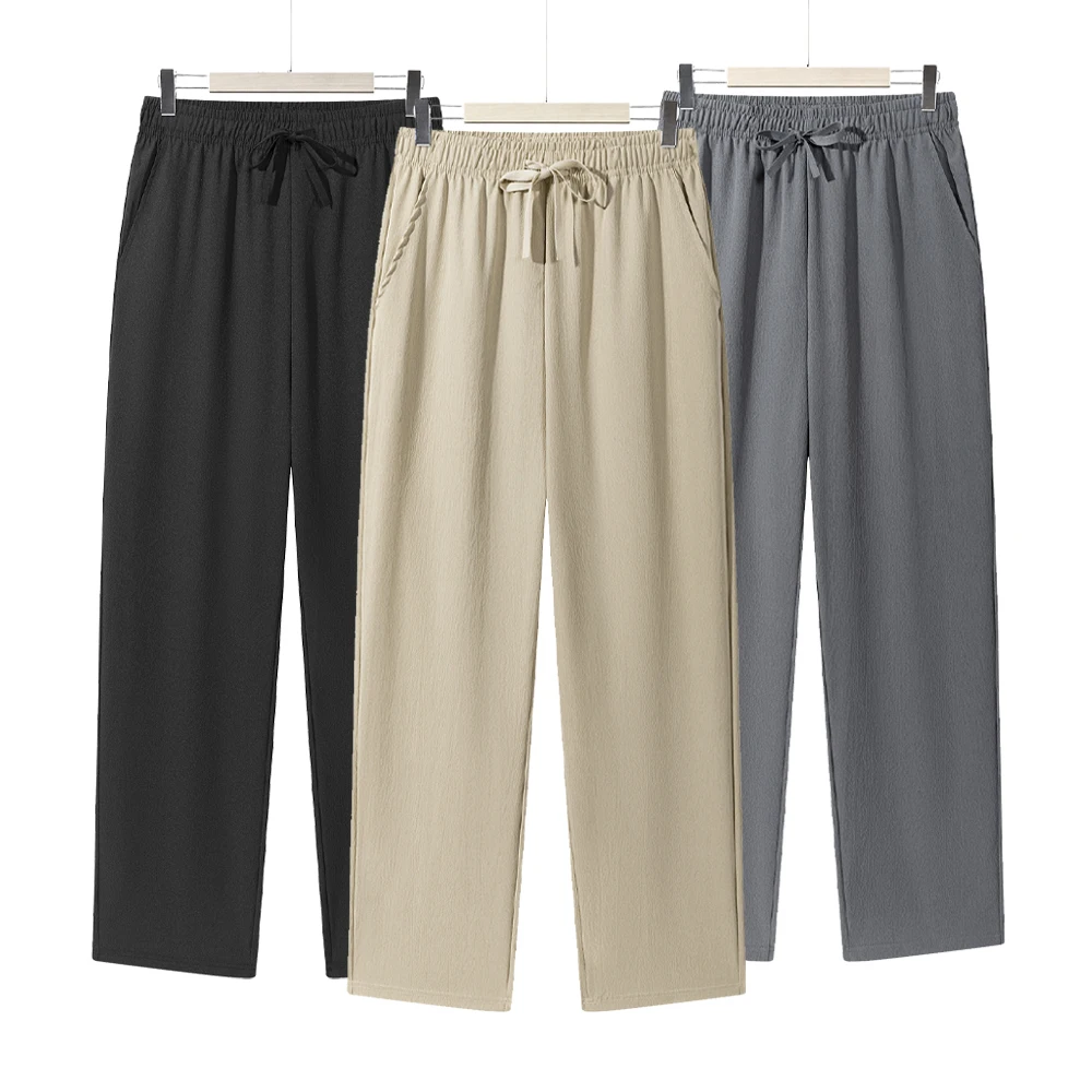 여름 남성 스트레이트 바지 캐주얼 솔리드 컬러 통기성 Drawstring 긴 바지 스웨트 팬츠 streetwear men Baggy Pants