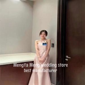 ZHUISHU 핑크 홀터 이브닝 드레스 a 라인 한국 웨딩 리셉션 드레스 바닥 길이 우아한 단순 파티 가운 사진 촬영