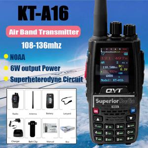 QYT KT-A16 워키 토키 에어 밴드 송신기 VHF 108-136MHz 6W NOAA 슈퍼헤테로다인 회로 장거리 항공 휴대용 라디오