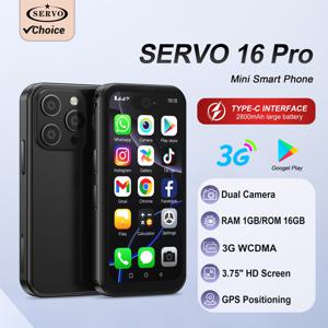 SERVO 16PRO 미니 스마트폰 3G WCDMA 듀얼 SIM 안드로이드 8.1 16GB ROM WiFi GPS Play Store 3.75