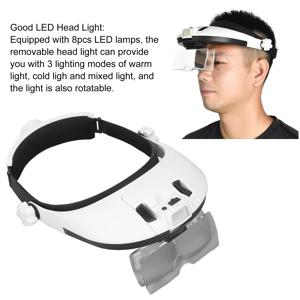 ZK50 헤드 돋보기 충전식 돋보기 LED 독서 수리용 안경 5개 포함