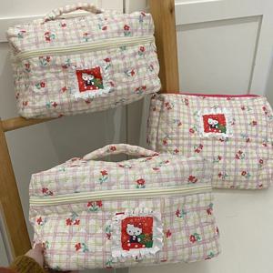 여성 귀여운 대용량 고양이 인쇄 메이크업 가방 숙녀 인스타그램 여행 휴대용 화장실 가방 학생 펜 케이스