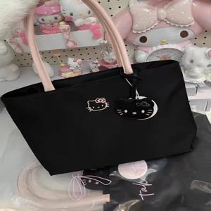 INS 귀여운 만화 Hellokitty 수 놓은 어깨 가방 패션 대용량 소녀 매일 통근 스토리지 크로스 바디 가방 WomenGift
