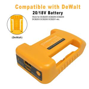 디월트 18V 20V 리튬이온 배터리용 전동공구 부품 벨트 버클 브래킷 홀더 어댑터 USB 타입C 충전기 DCB200 DCB205 파워뱅크