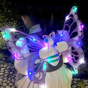 전기 나비 날개 움직이는 요정 날개, 조명이 있는 요정 날개, 어린이 생일 크리스마스 코스프레 드레스업 천사 소녀 장난감