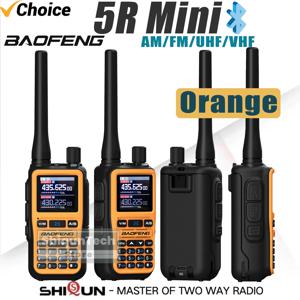 Baofeng UV-5R 미니 워키 토키 오렌지 5R 미니 라디오 블루투스 프로그래밍 1600mah UHF VHF AM FM 캠핑용 휴대용 인터콤
