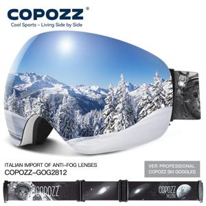COPOZZ-스키 고글 UV400 보호 스키 마스크 남녀 공용, 김서림 방지 큰 얼굴 스키 안경 야외 스포츠 스노우 보드 스키 안경