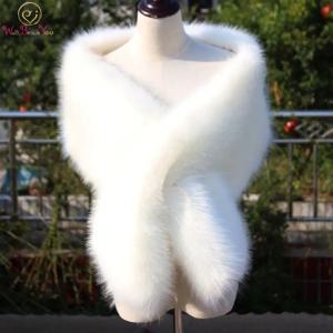 당신 옆에 산책 아이보리 가짜 모피 자켓 여성용 웨딩 랩 목도리 신부 신부 볼레로 파티 스톨 케이프 액세서리 어깨 걸이 주식