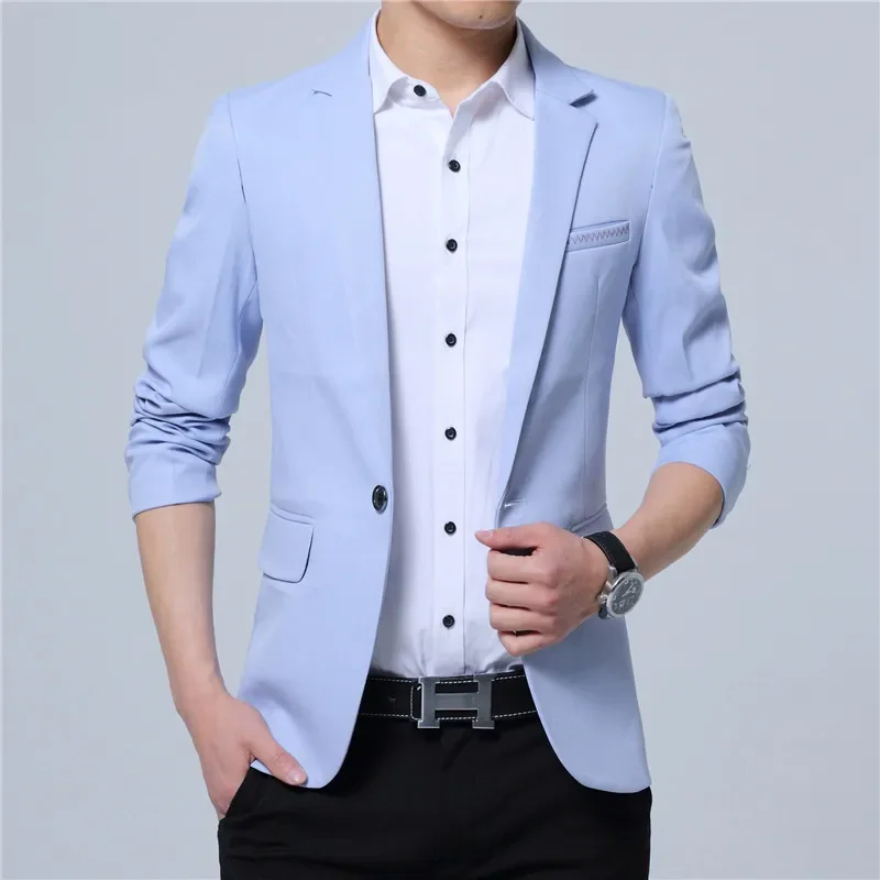 2025 새로운 패션 봄 가을 캐주얼 남성 블레이저 코튼 슬림 영국 정장 Blaser Masculino 남성 자켓 블레이저 남성 사이즈 M-5XL